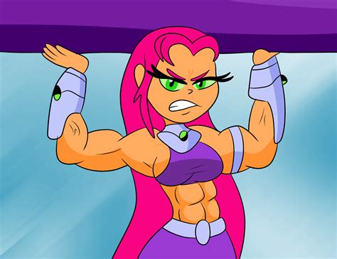 muscle starfire|teen titans go girl muscle.